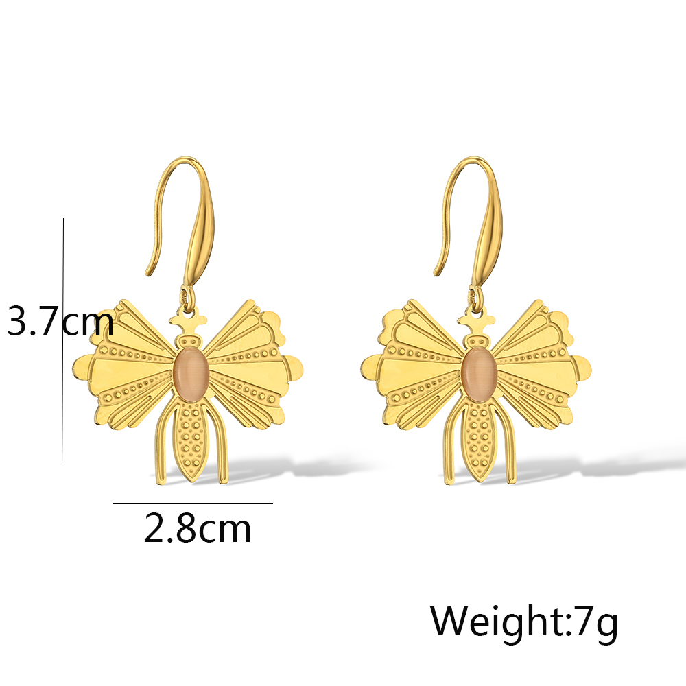 1 Pair Simple Style Commute Bee Plating 304 Stainless Steel 18K Gold Plated Drop Earrings display picture 1