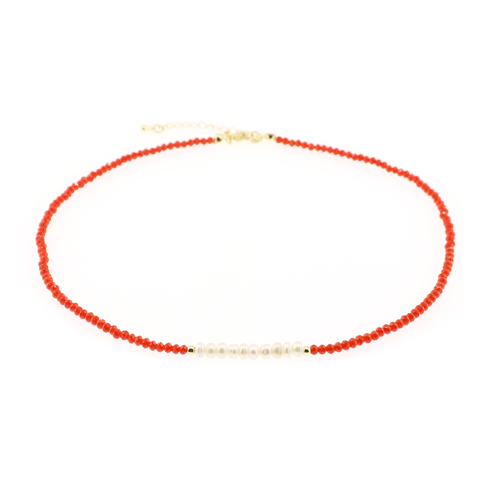 Vacation Sweet Solid Color Artificial Crystal Freshwater Pearl Beaded Chain Necklace display picture 1