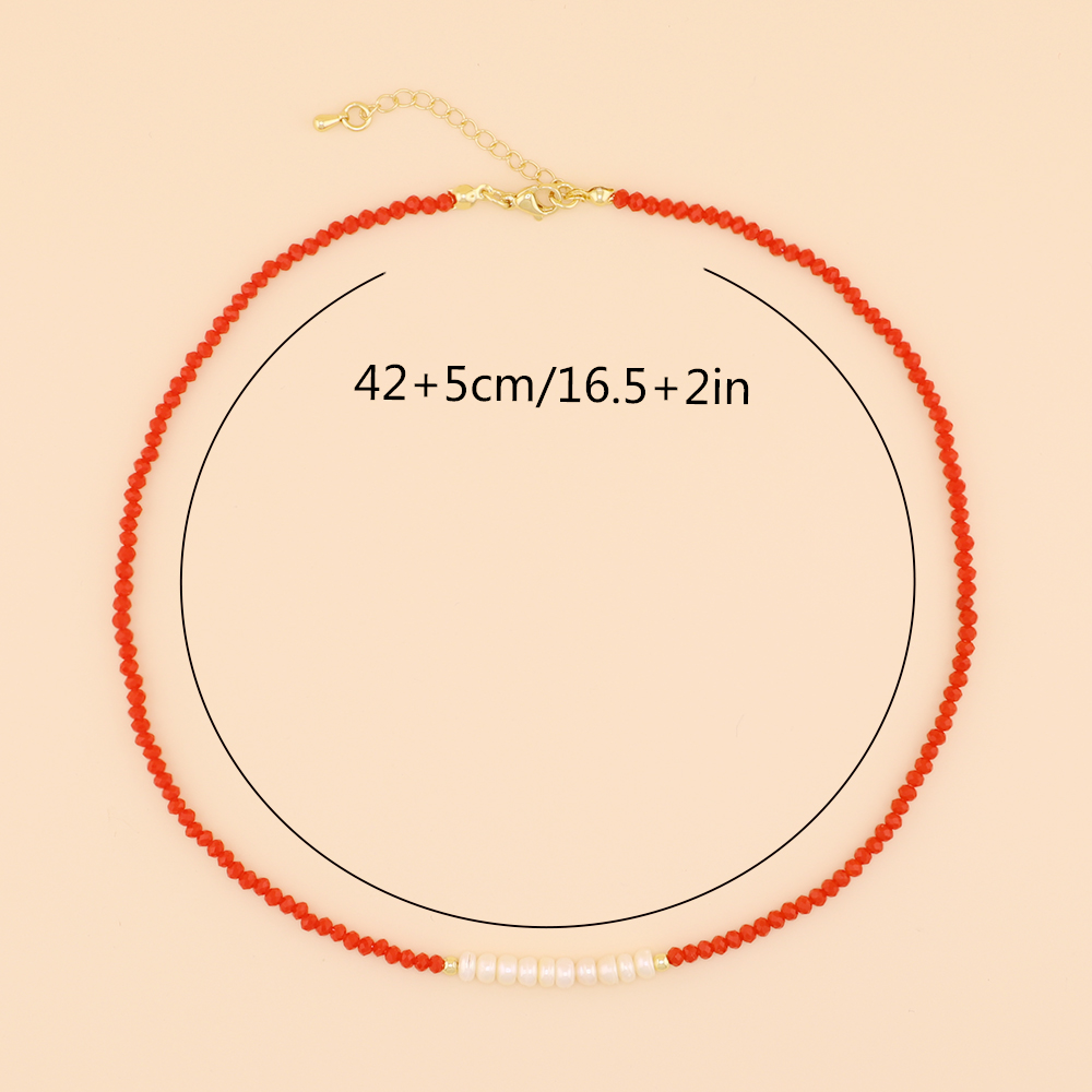Vacation Sweet Solid Color Artificial Crystal Freshwater Pearl Beaded Chain Necklace display picture 29