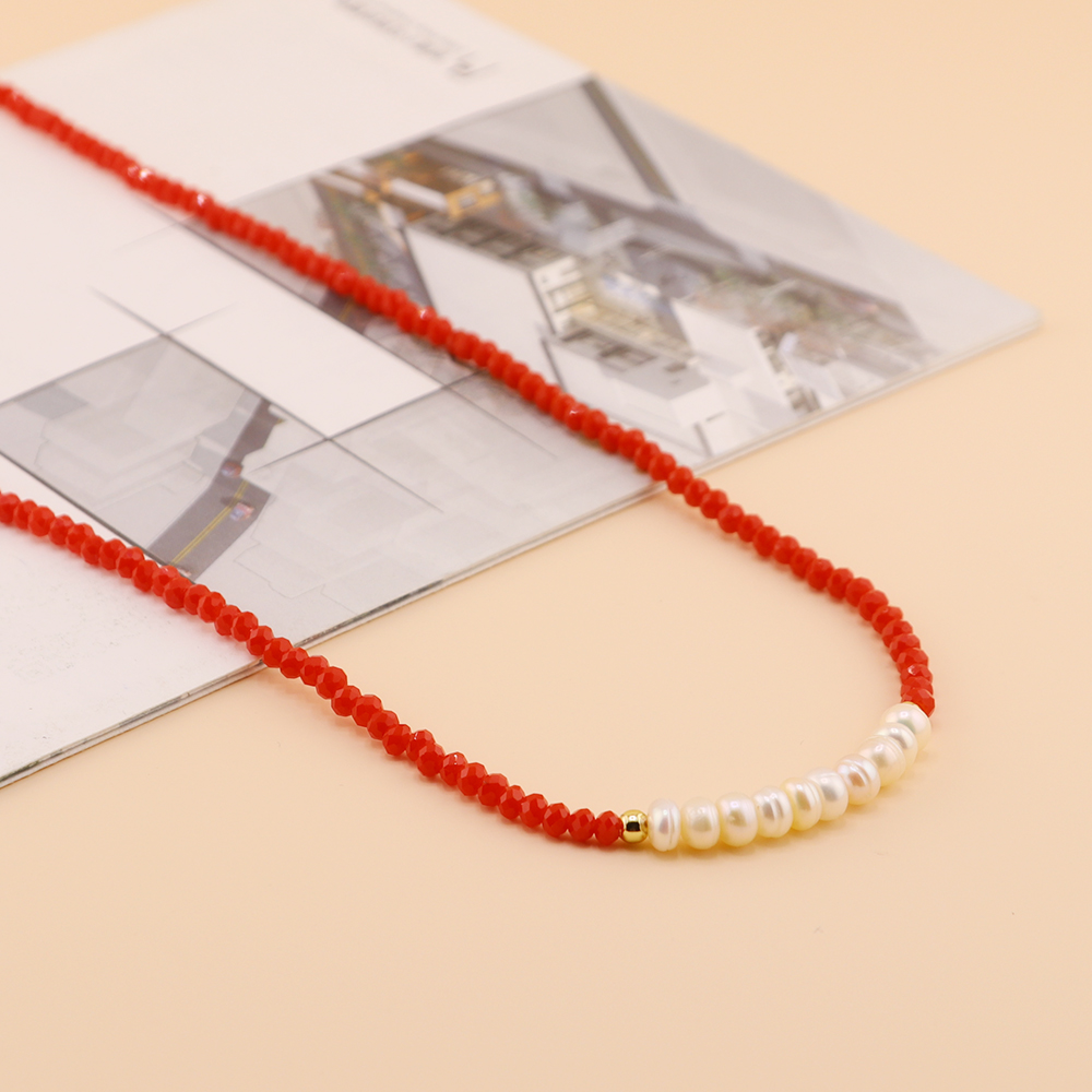 Ferien Süss Einfarbig Künstlicher Kristall Süßwasserperle Perlen Kette Halskette display picture 2