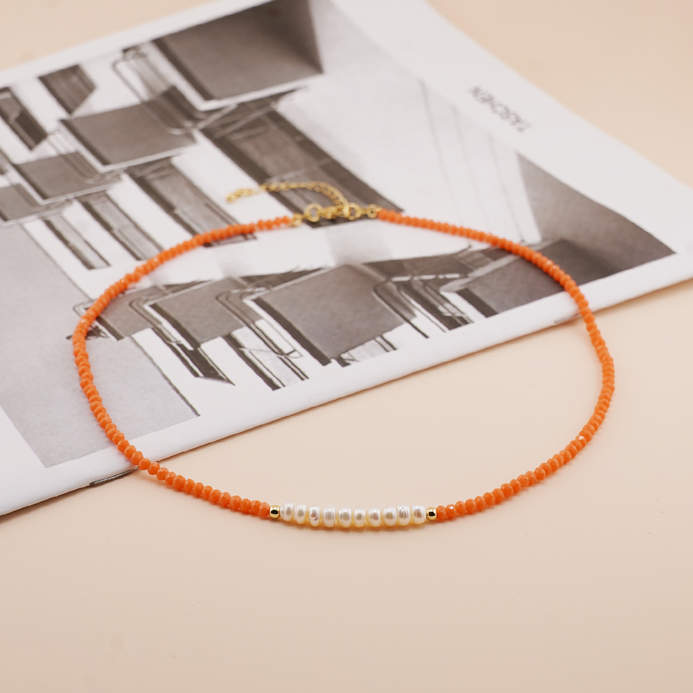 Ferien Süss Einfarbig Künstlicher Kristall Süßwasserperle Perlen Kette Halskette display picture 3