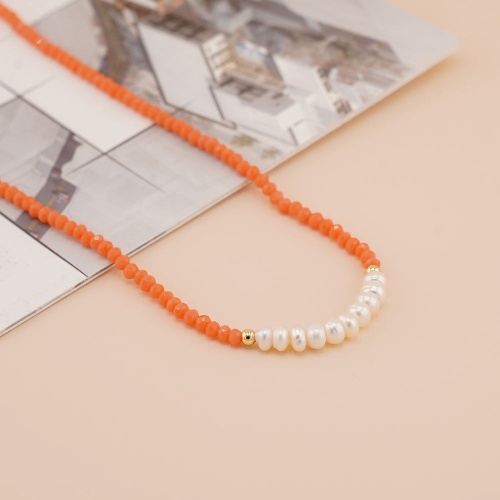 Ferien Süss Einfarbig Künstlicher Kristall Süßwasserperle Perlen Kette Halskette display picture 4