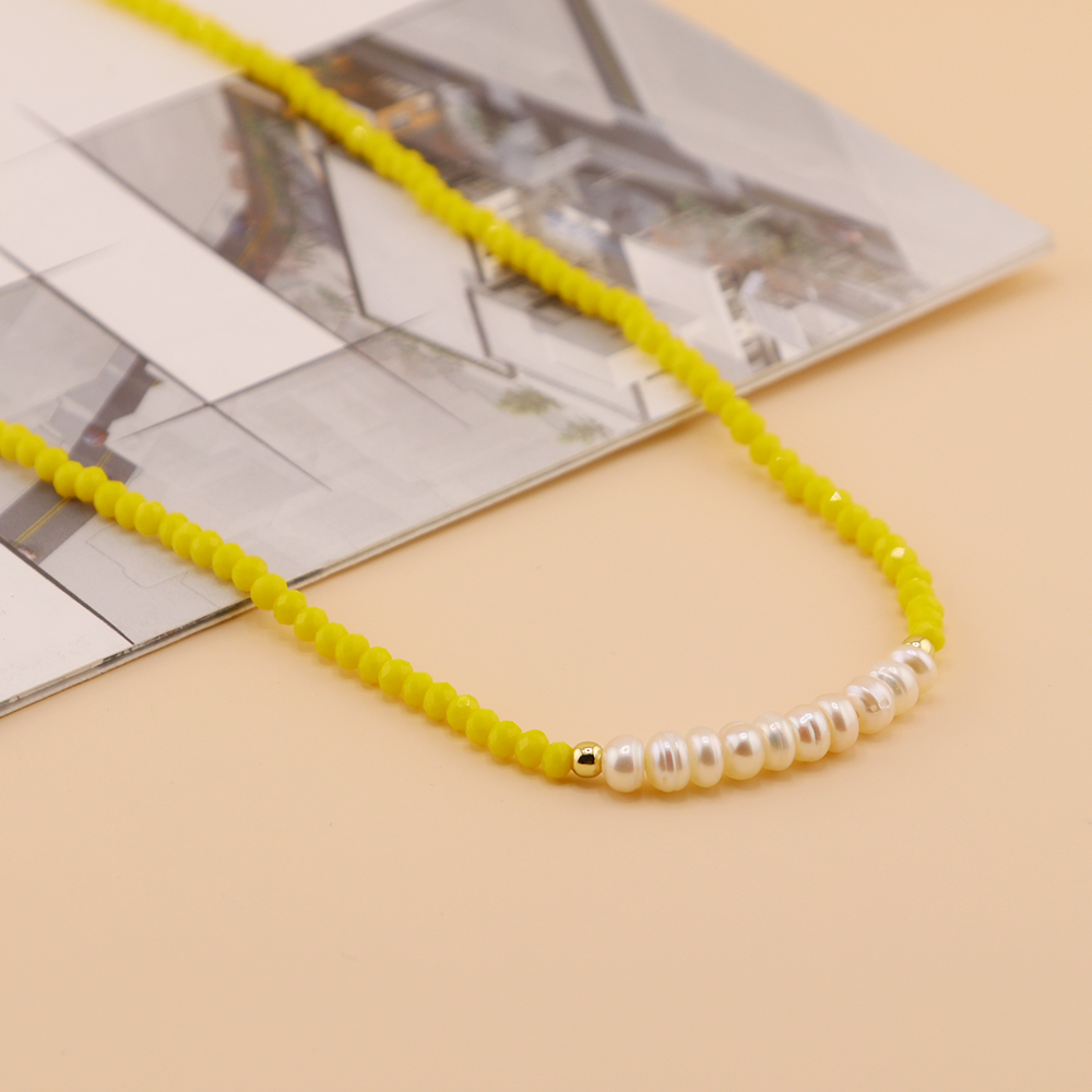 Ferien Süss Einfarbig Künstlicher Kristall Süßwasserperle Perlen Kette Halskette display picture 9