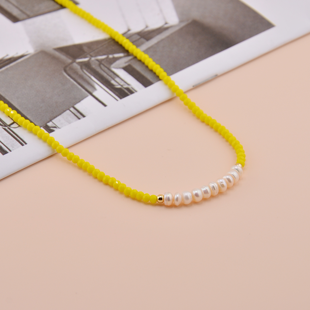 Ferien Süss Einfarbig Künstlicher Kristall Süßwasserperle Perlen Kette Halskette display picture 25