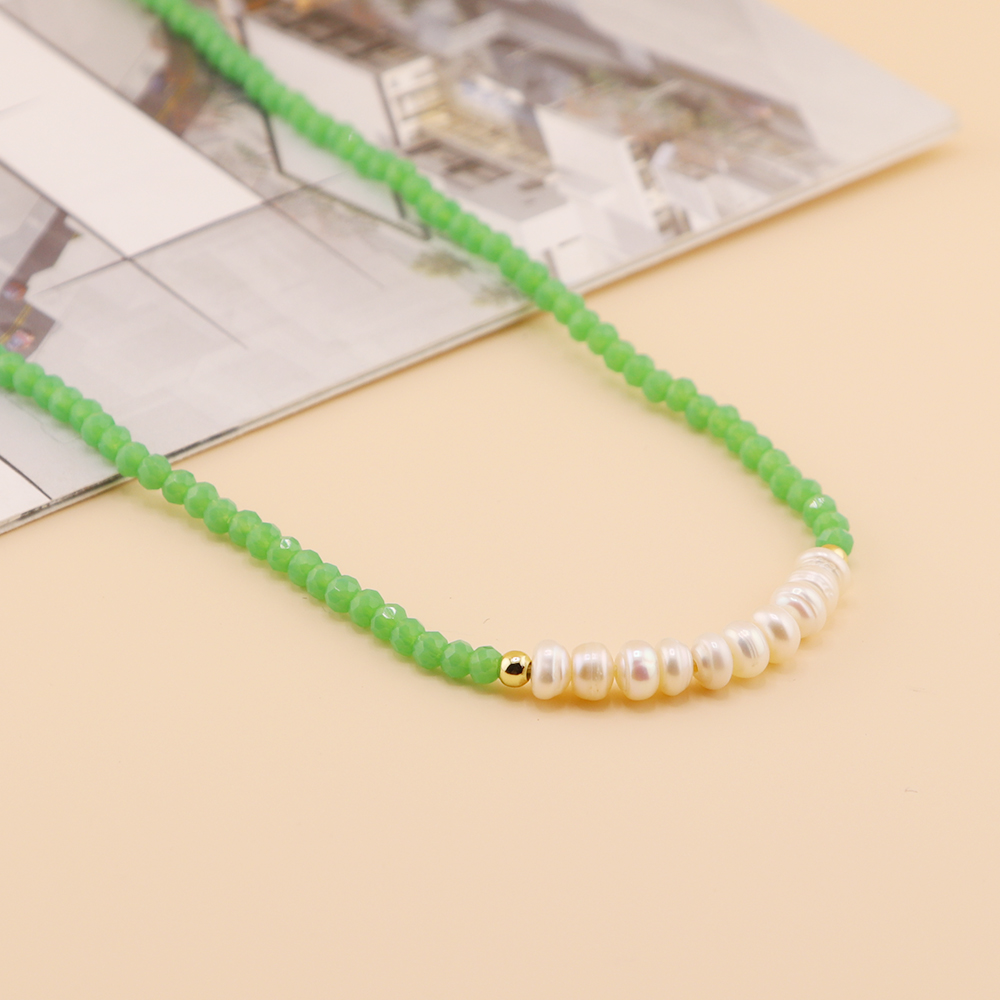 Ferien Süss Einfarbig Künstlicher Kristall Süßwasserperle Perlen Kette Halskette display picture 26