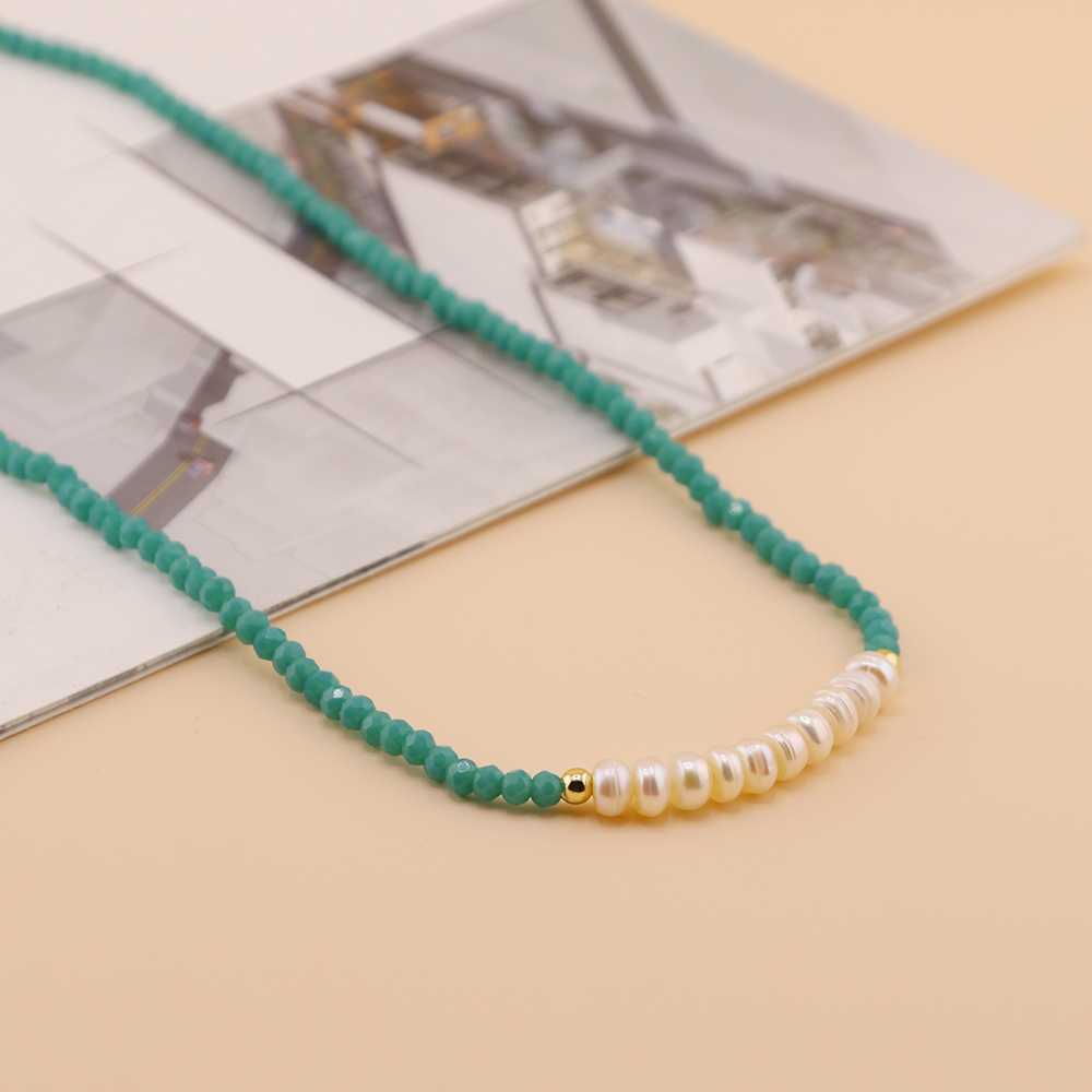 Ferien Süss Einfarbig Künstlicher Kristall Süßwasserperle Perlen Kette Halskette display picture 15