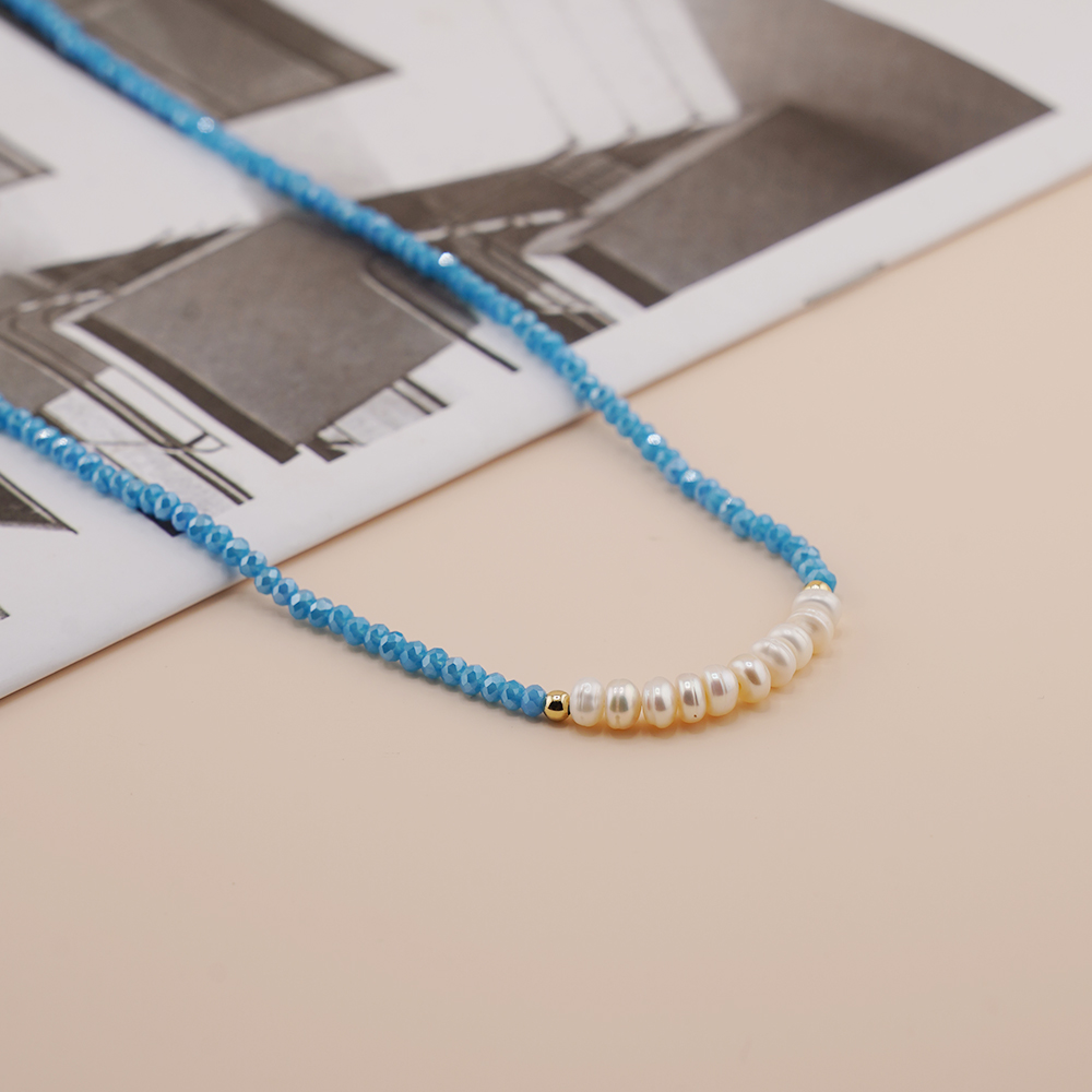 Ferien Süss Einfarbig Künstlicher Kristall Süßwasserperle Perlen Kette Halskette display picture 18