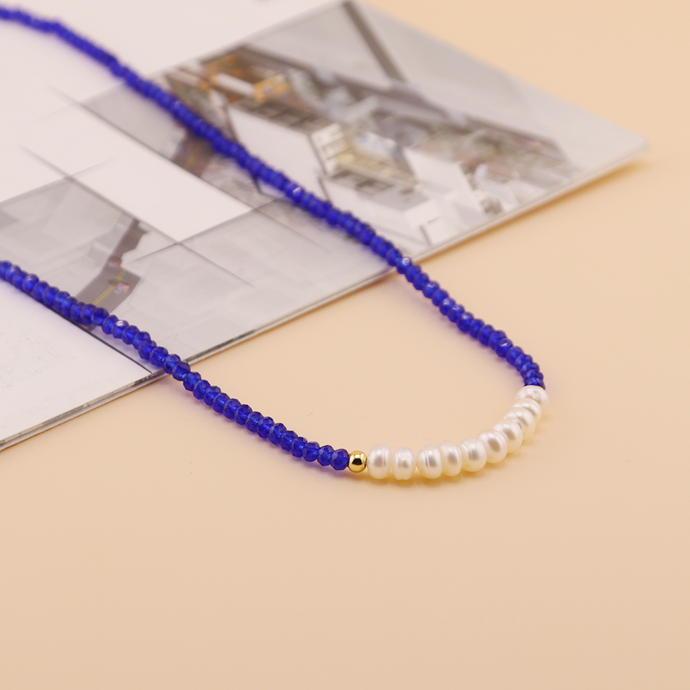 Ferien Süss Einfarbig Künstlicher Kristall Süßwasserperle Perlen Kette Halskette display picture 20