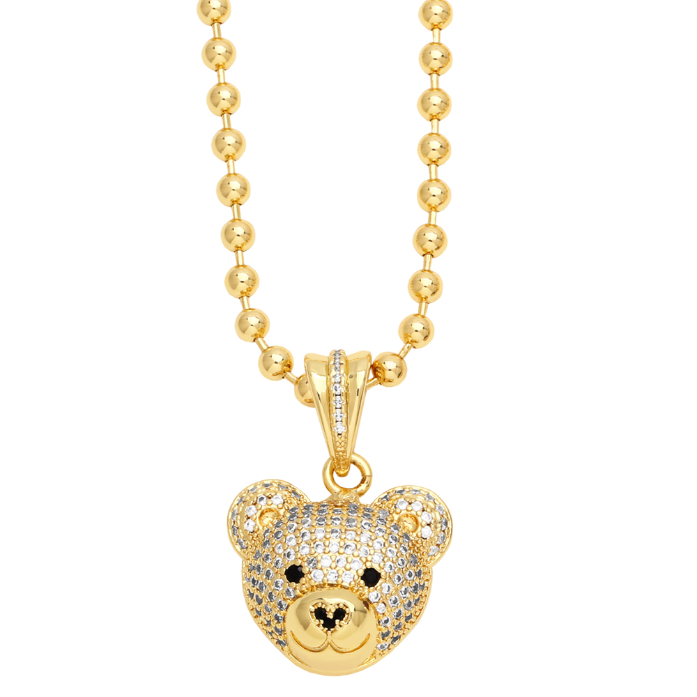 Hip-hop Streetwear Bear Copper 18k Gold Plated Zircon Pendant Necklace In Bulk display picture 9