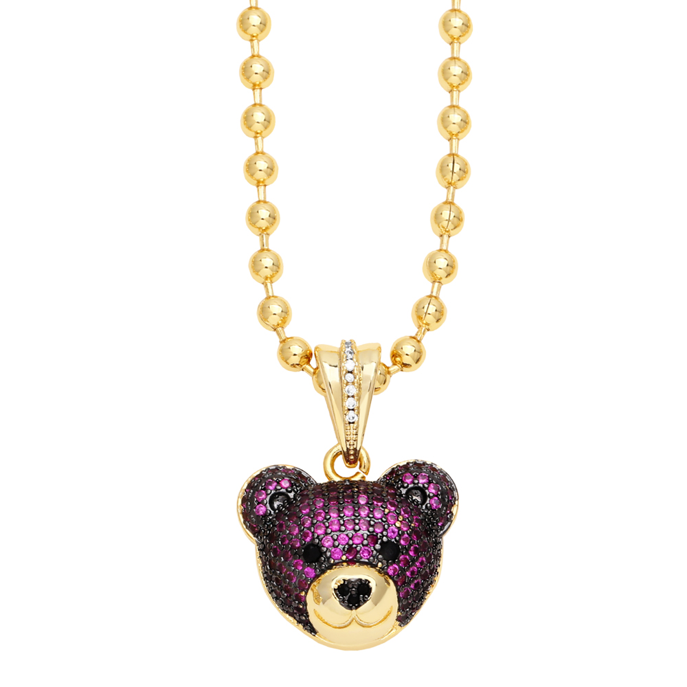Hip-hop Streetwear Bear Copper 18k Gold Plated Zircon Pendant Necklace In Bulk display picture 8