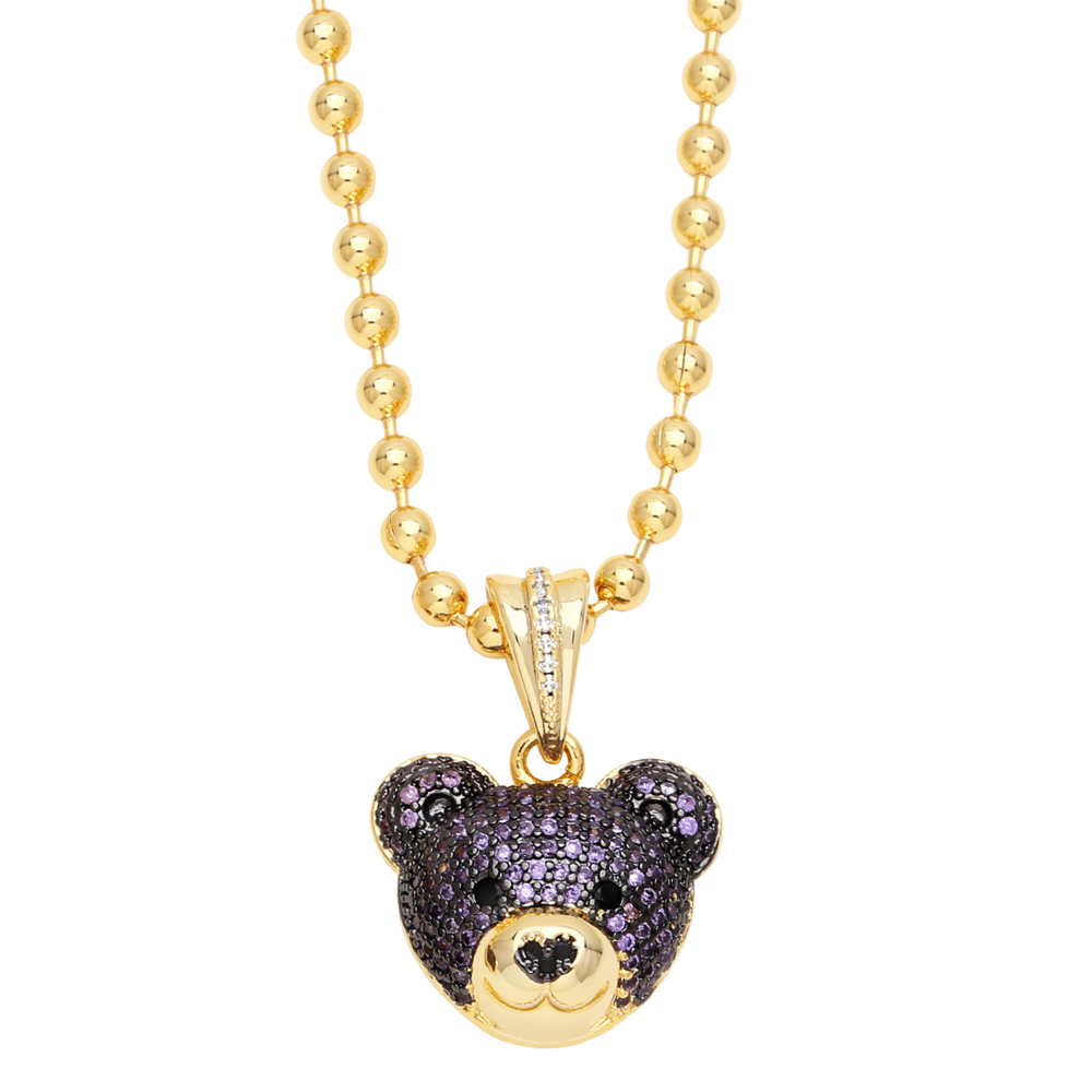 Hip-hop Streetwear Bear Copper 18k Gold Plated Zircon Pendant Necklace In Bulk display picture 10