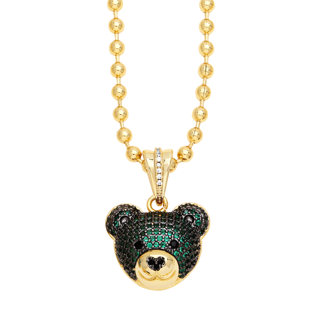 Hip-hop Streetwear Bear Copper 18k Gold Plated Zircon Pendant Necklace In Bulk display picture 3