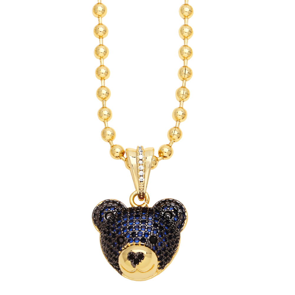 Hip-hop Streetwear Bear Copper 18k Gold Plated Zircon Pendant Necklace In Bulk display picture 2