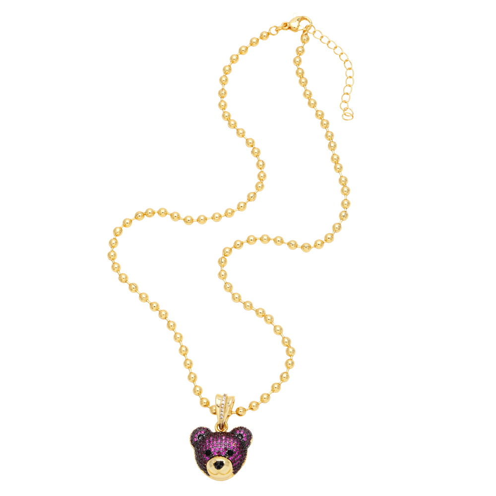 Hip-hop Streetwear Bear Copper 18k Gold Plated Zircon Pendant Necklace In Bulk display picture 4