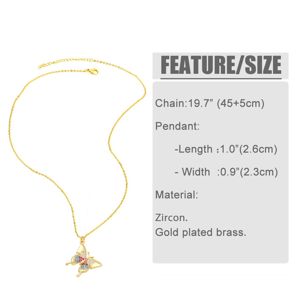 Ig Style Bee Dragonfly Butterfly Copper Plating Inlay Zircon 18k Gold Plated Pendant Necklace display picture 1