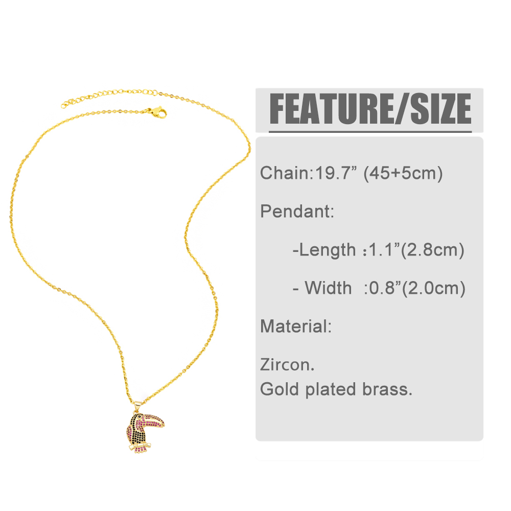 Ig Style Cool Style Penguin Cat Parrot Copper Plating Inlay Zircon 18k Gold Plated Pendant Necklace display picture 1