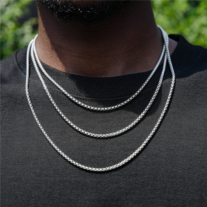 Vêtement De Rue Couleur Unie Acier Inoxydable Placage Hommes Collier display picture 1