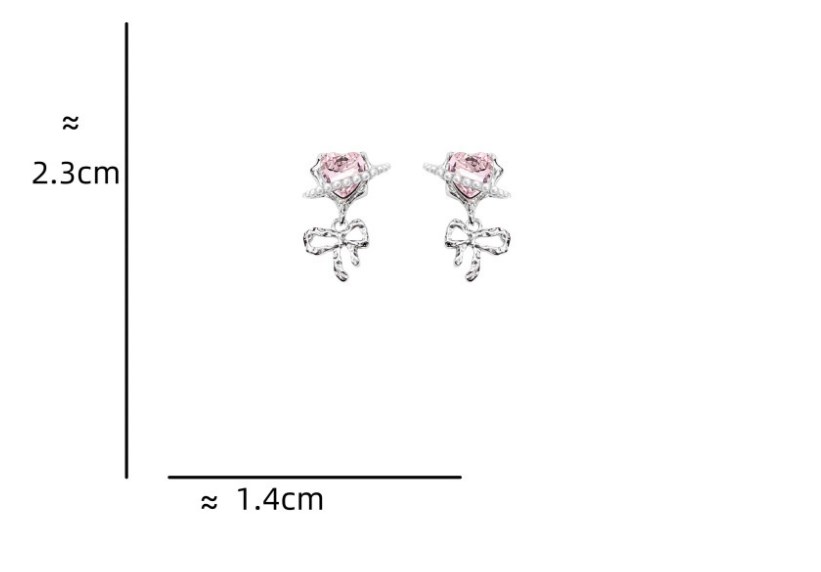 1 Paar Ig-stil Süss Herzform Bogenknoten Überzug Inlay Legierung Strasssteine Perle Tropfenohrringe display picture 5