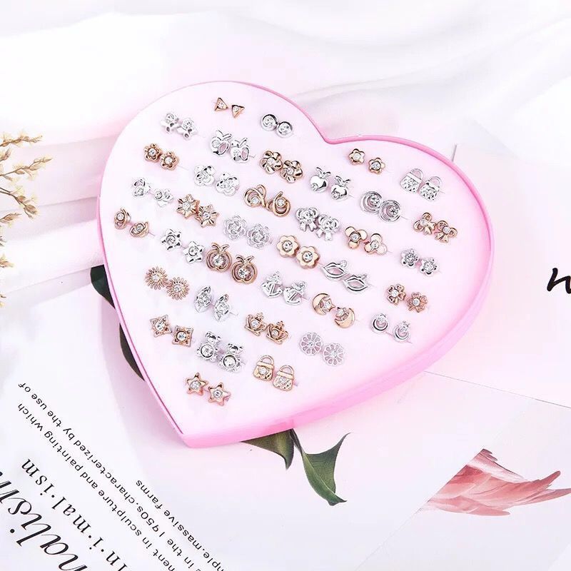 1 Set Casual Simple Style Animal Letter Fruit Enamel Plating Inlay Alloy Rhinestones Ear Studs display picture 10