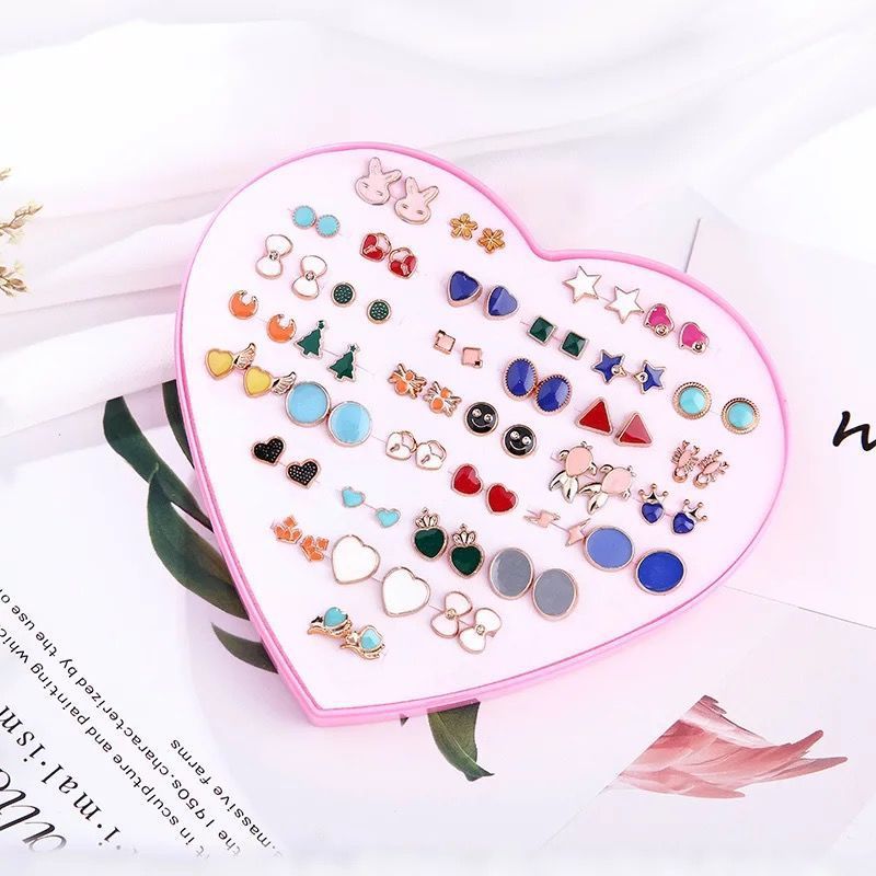 1 Set Casual Simple Style Animal Letter Fruit Enamel Plating Inlay Alloy Rhinestones Ear Studs display picture 4
