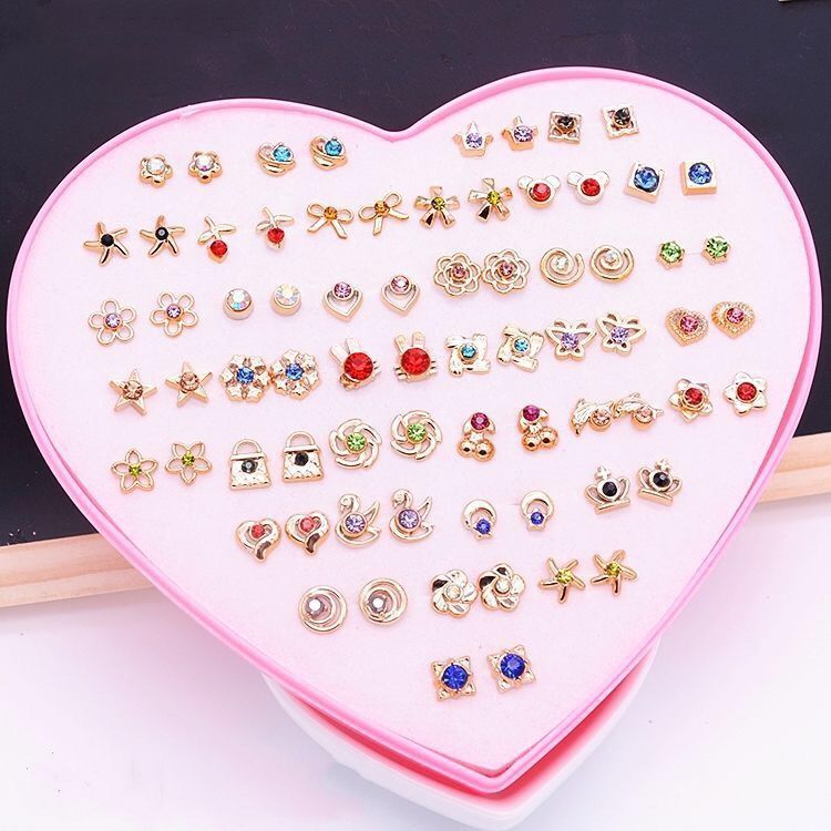 1 Set Casual Simple Style Animal Letter Fruit Enamel Plating Inlay Alloy Rhinestones Ear Studs display picture 5