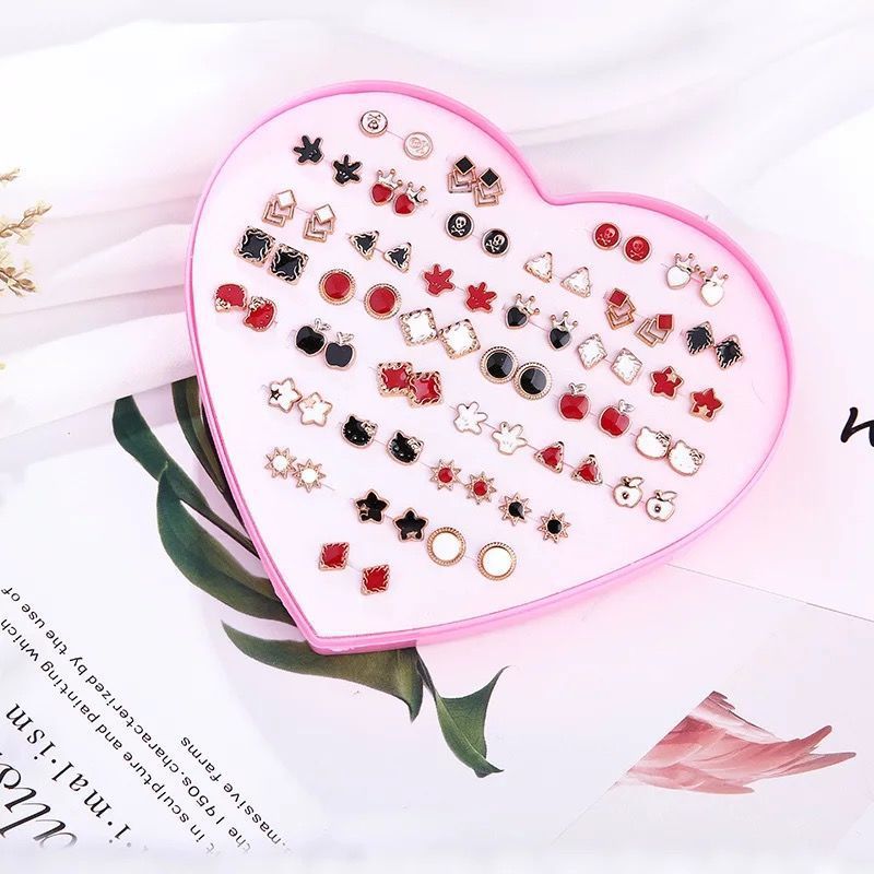 1 Set Casual Simple Style Animal Letter Fruit Enamel Plating Inlay Alloy Rhinestones Ear Studs display picture 14