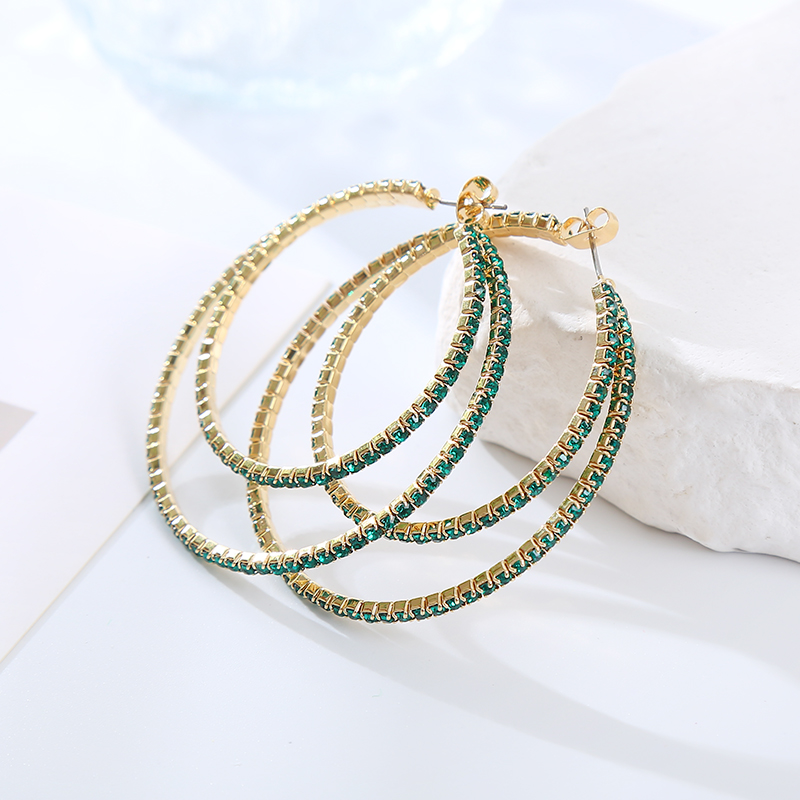 1 Pair Elegant Cute Simple Style Round Inlay Rhinestone Rhinestones Hoop Earrings display picture 4
