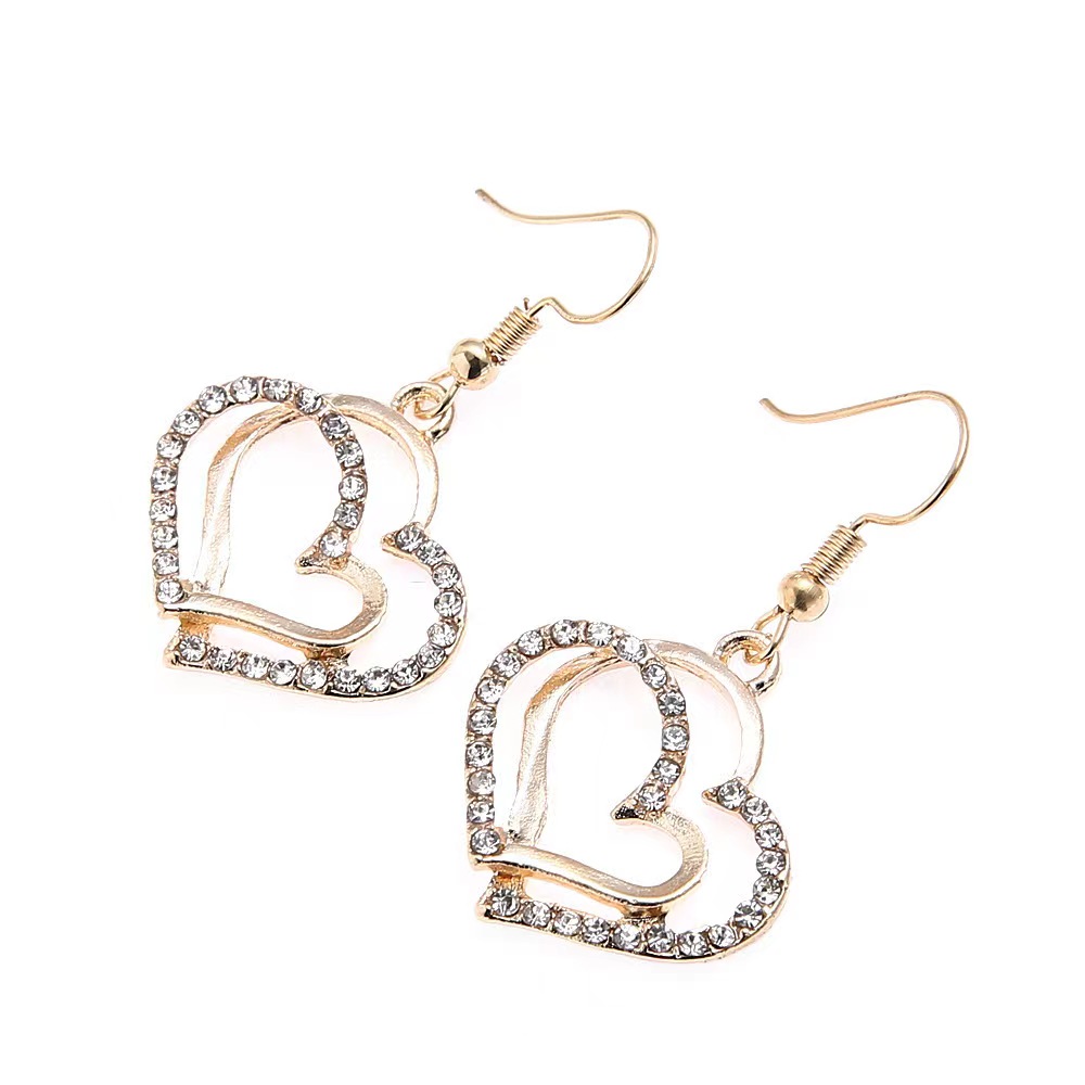 Elegant Sweet Heart Shape Copper Plating Inlay Zircon 18k Gold Plated Earrings Necklace display picture 5