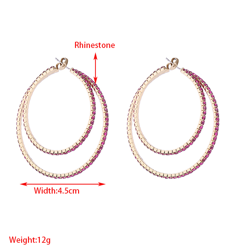 1 Pair Elegant Cute Simple Style Round Inlay Rhinestone Rhinestones Hoop Earrings display picture 1