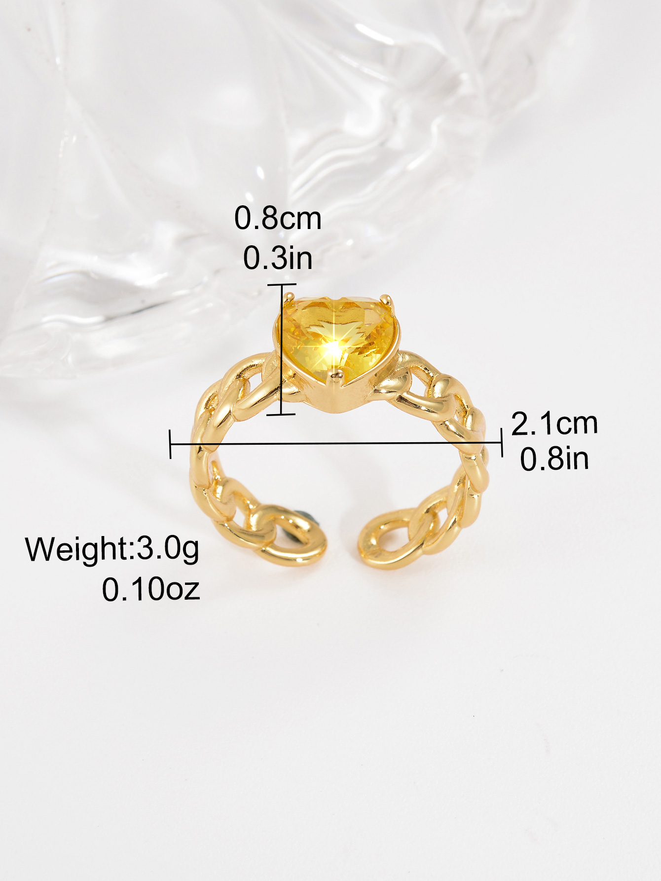 Sucré Style Simple Forme De Cœur Le Cuivre Placage Évider Incruster Zircon Plaqué Or 18k Anneau Ouvert display picture 1