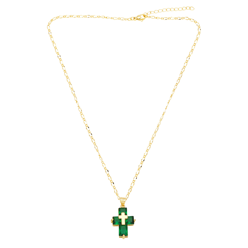 Ig Style Simple Style Cross Copper Plating Inlay Zircon 18k Gold Plated Pendant Necklace display picture 8