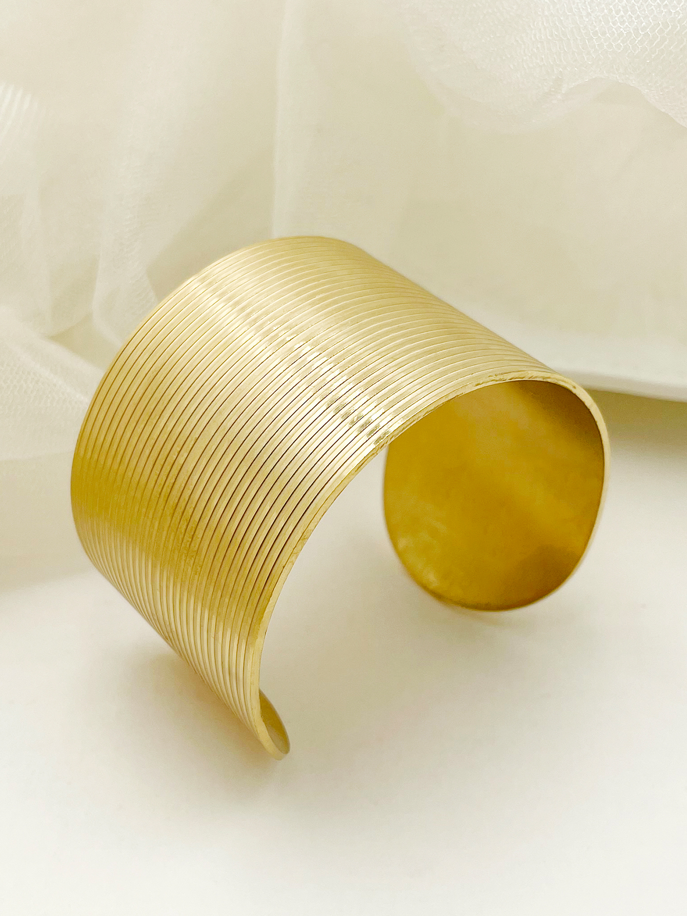 Glam Stripe 304 Stainless Steel 14K Gold Plated Cuff Bracelets In Bulk display picture 1