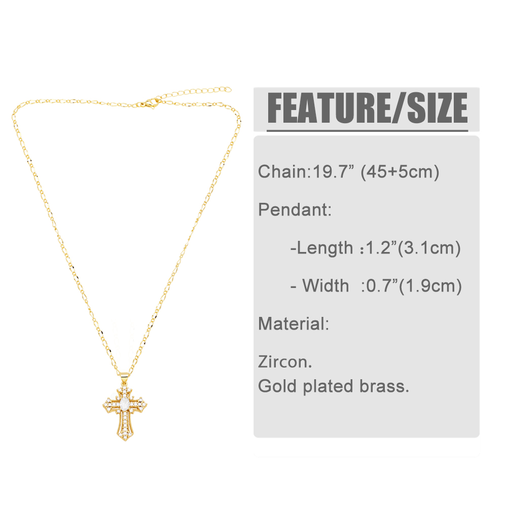 Ig Style Simple Style Cross Copper Plating Inlay Zircon 18k Gold Plated Pendant Necklace display picture 1