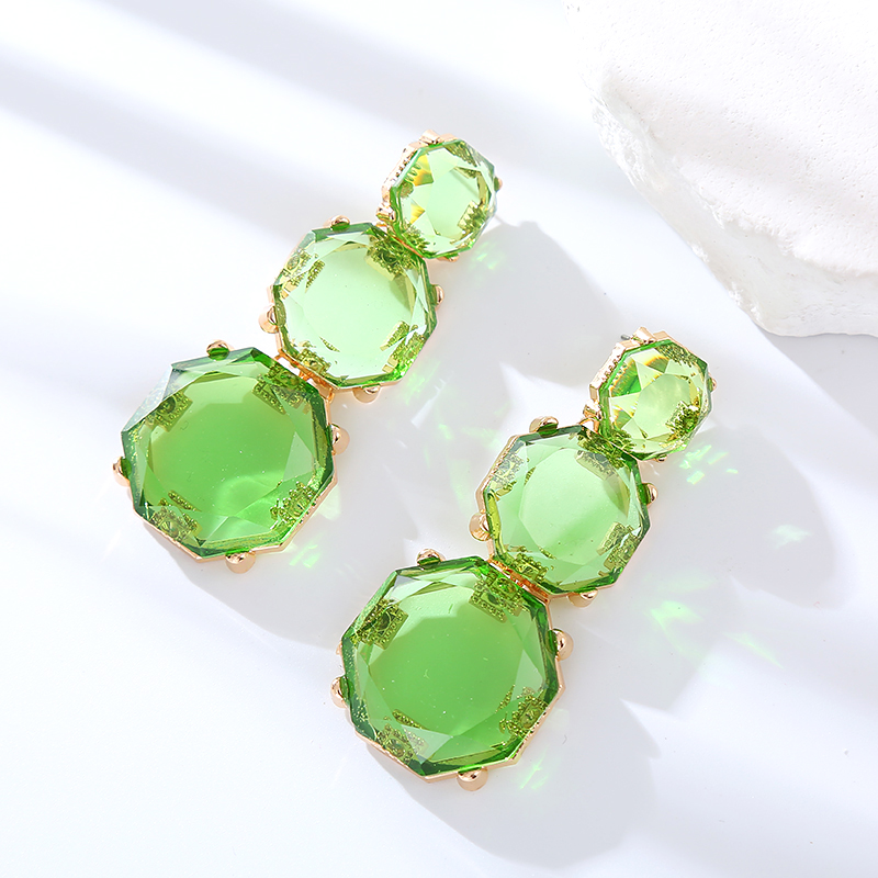 1 Pair Elegant Simple Style Round Inlay Alloy Resin Drop Earrings display picture 10