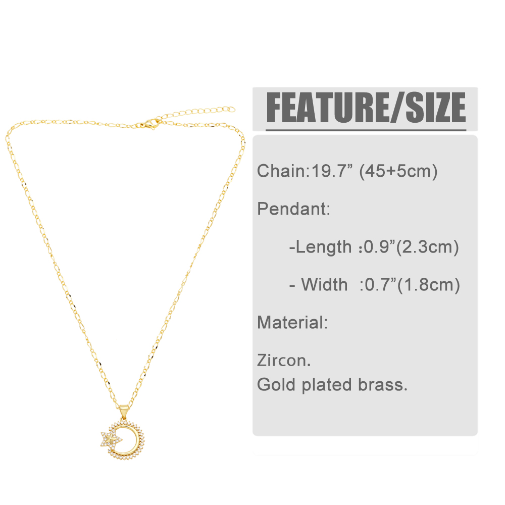 Modern Style Star Heart Shape Stainless Steel Copper Plating Inlay Zircon 18k Gold Plated Pendant Necklace display picture 1