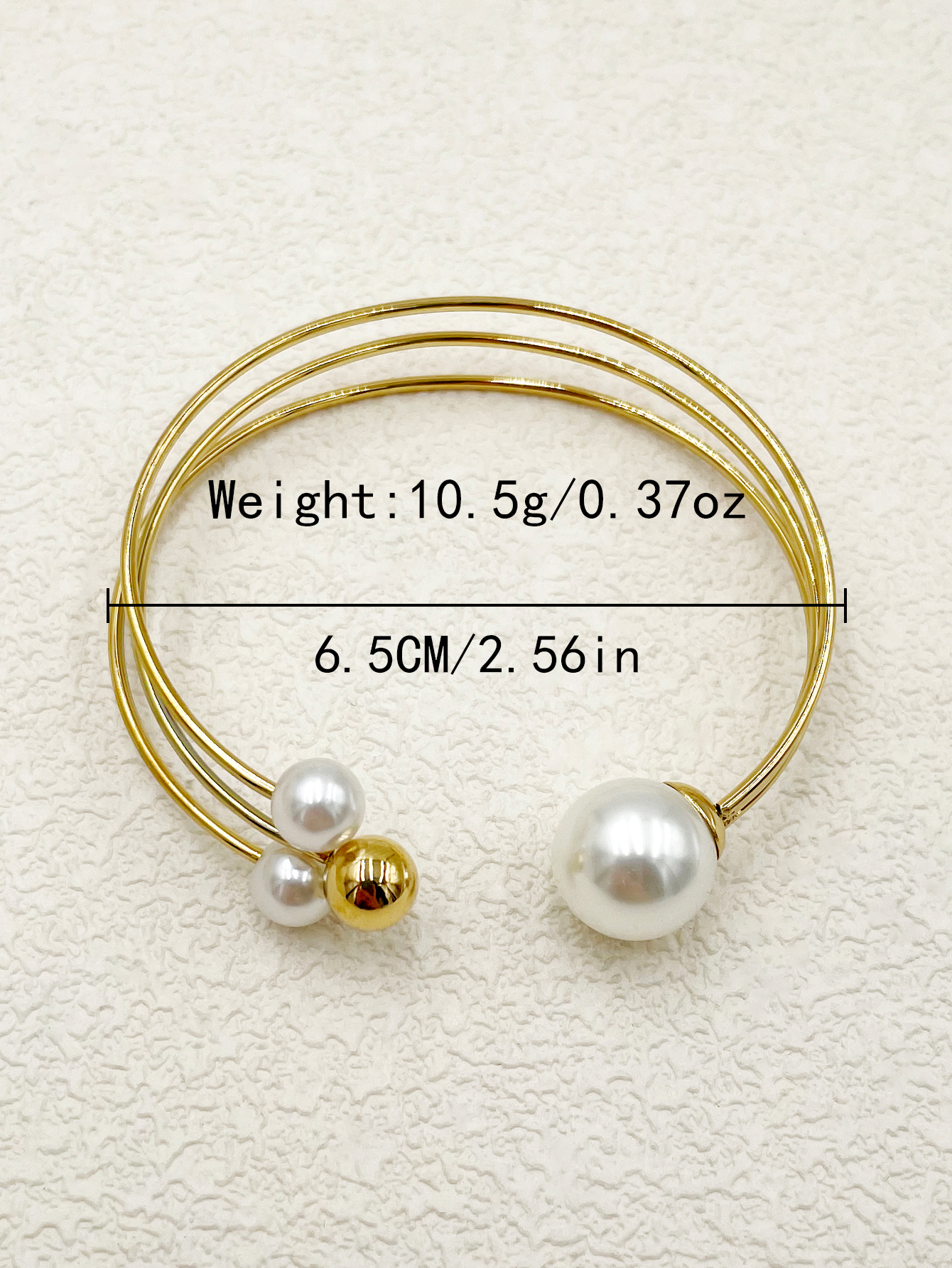 Classic Style Commute Pearl 304 Stainless Steel 14K Gold Plated Pearl Cuff Bracelets In Bulk display picture 3