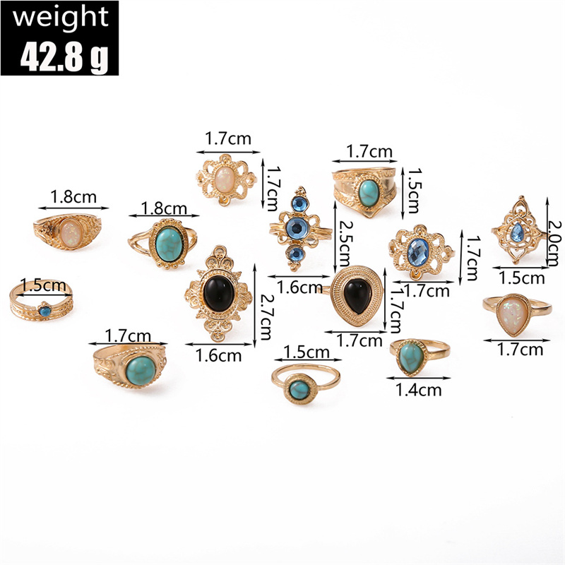 Wholesale Jewelry Vintage Style Geometric Alloy Artificial Gemstones Rhinestones Zircon Plating Inlay Rings display picture 10