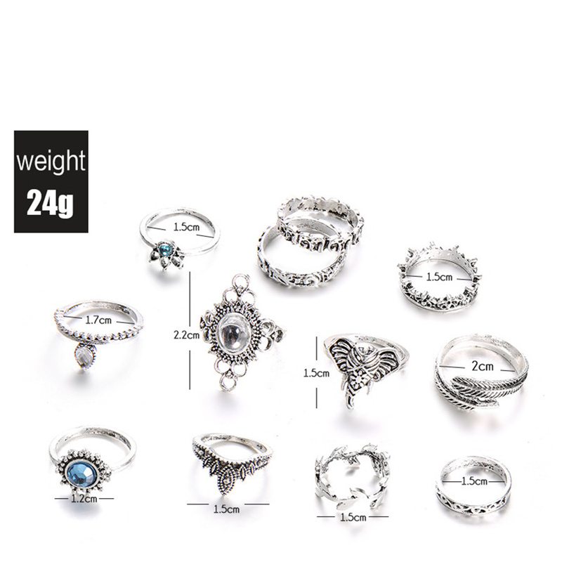 Wholesale Jewelry Vintage Style Geometric Alloy Artificial Gemstones Rhinestones Zircon Plating Inlay Rings display picture 13