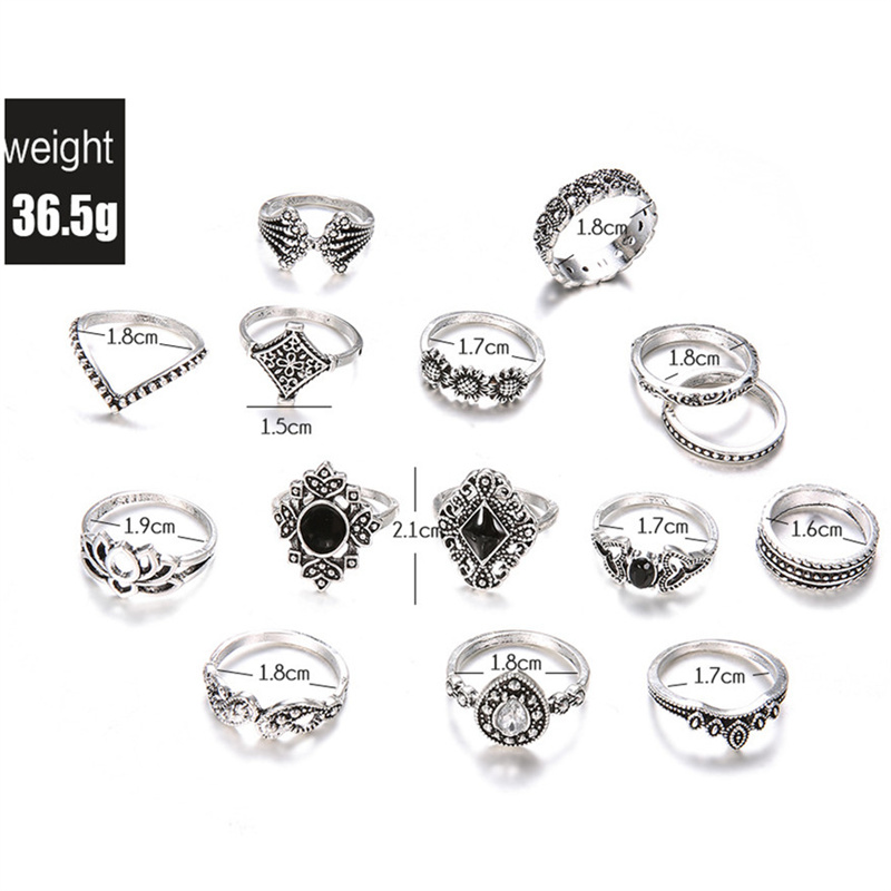 Wholesale Jewelry Vintage Style Geometric Alloy Artificial Gemstones Rhinestones Zircon Plating Inlay Rings display picture 16