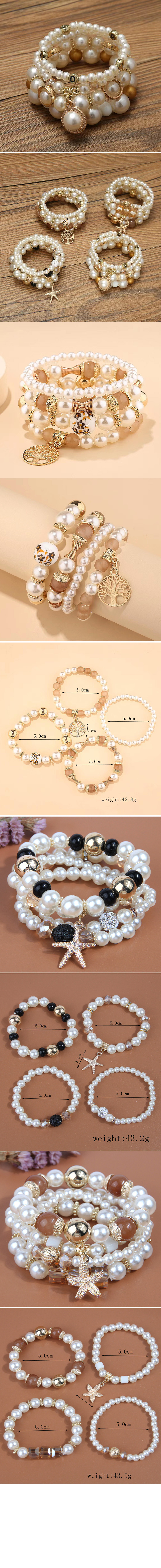 Vacation Starfish Artificial Pearl Alloy Wholesale Bracelets display picture 1