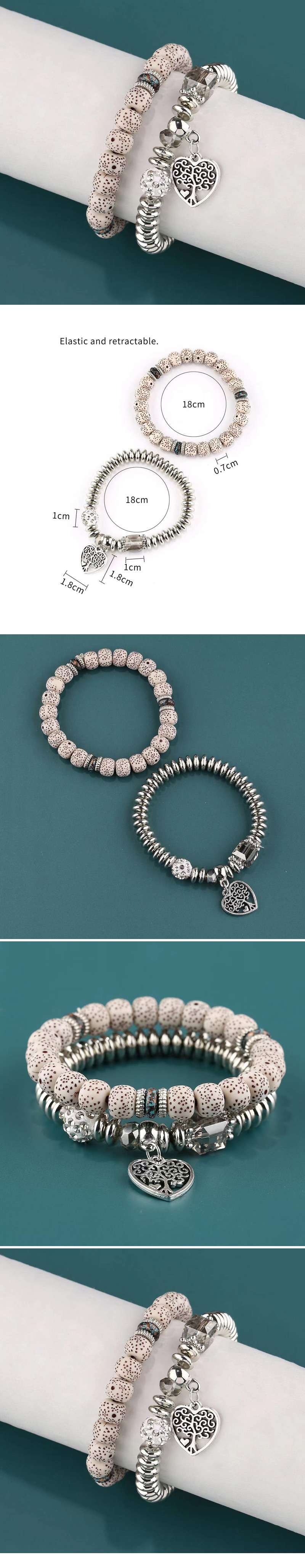 Ethnic Style Tree Heart Shape Alloy Wooden Beads Beaded Women's Bracelets display picture 1