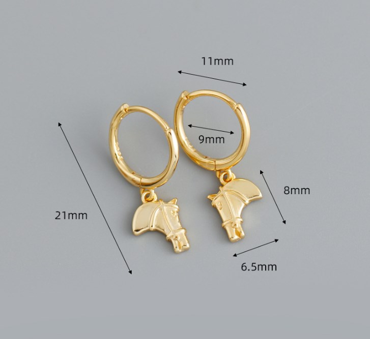1 Pair Modern Style Simple Style Horse Plating Sterling Silver Drop Earrings display picture 5