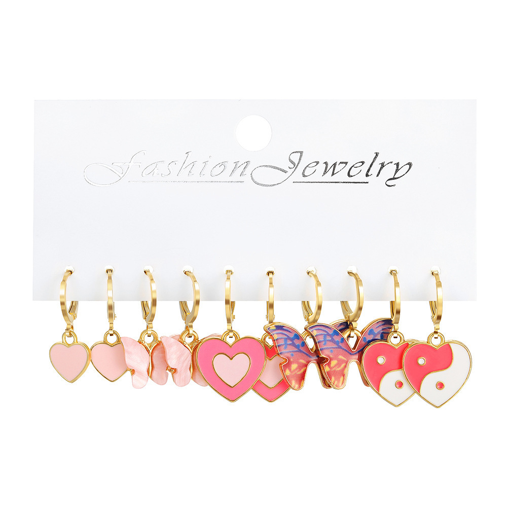 1 Set Elegant Lady Sweet Heart Shape Butterfly Alloy Drop Earrings display picture 1