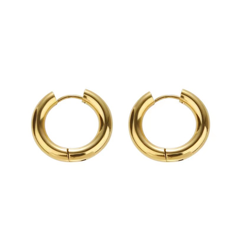 1 Pair Retro Simple Style Round Plating 304 Stainless Steel 18K Gold Plated Earrings display picture 4