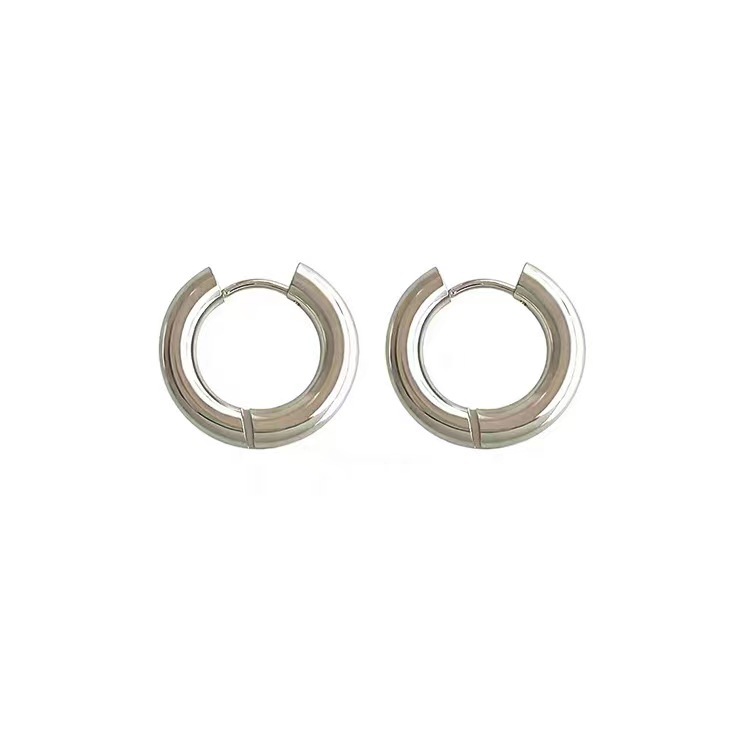 1 Pair Simple Style Round Plating 304 Stainless Steel 18K Gold Plated Earrings display picture 5