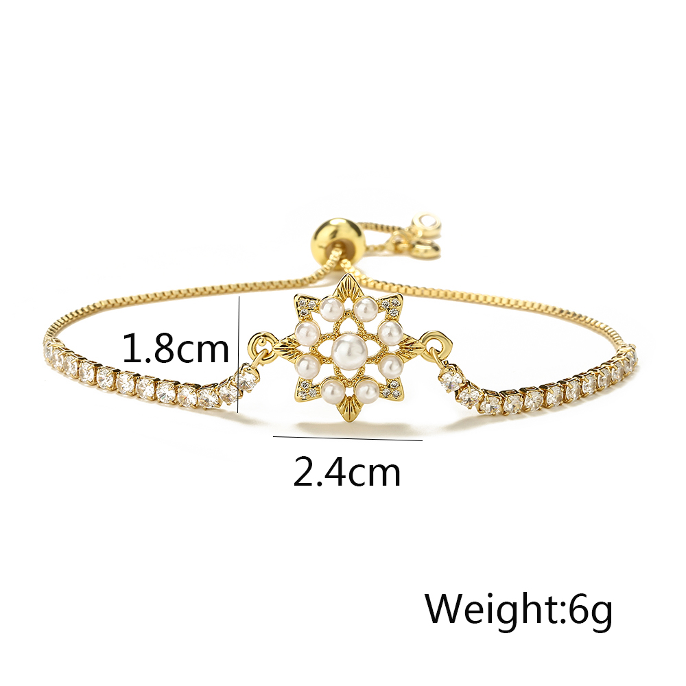 Simple Style Commute Heart Shape Copper 18k Gold Plated Artificial Pearls Zircon Bracelets In Bulk display picture 1