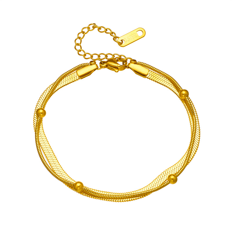 Einfacher Stil Einfarbig Titan Stahl 18 Karat Vergoldet Armbänder In Masse display picture 4