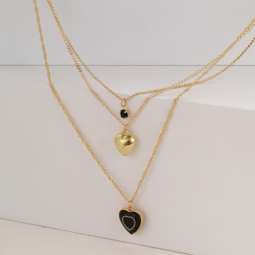 Ig Style Simple Style Heart Shape Alloy Enamel Plating Inlay Rhinestones Women's Pendant Necklace display picture 1