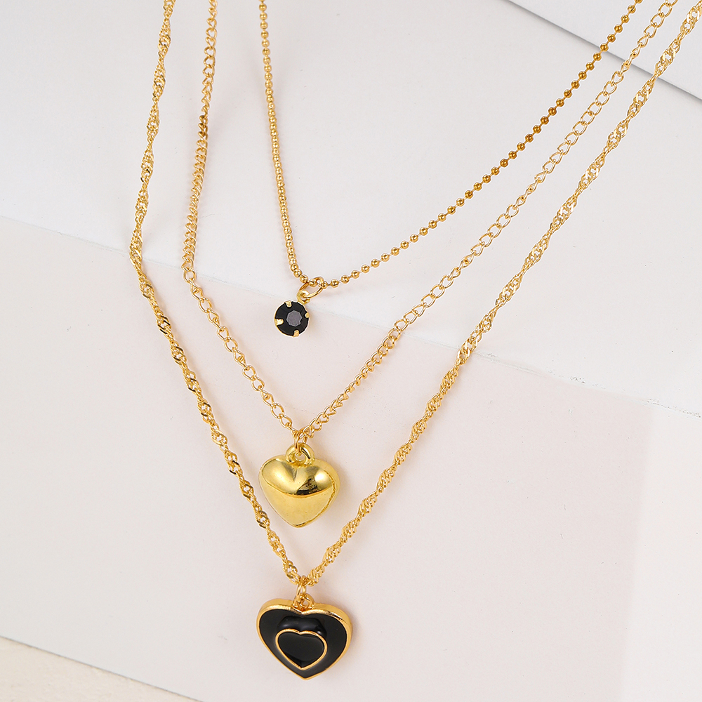 Ig Style Simple Style Heart Shape Alloy Enamel Plating Inlay Rhinestones Women's Pendant Necklace display picture 4
