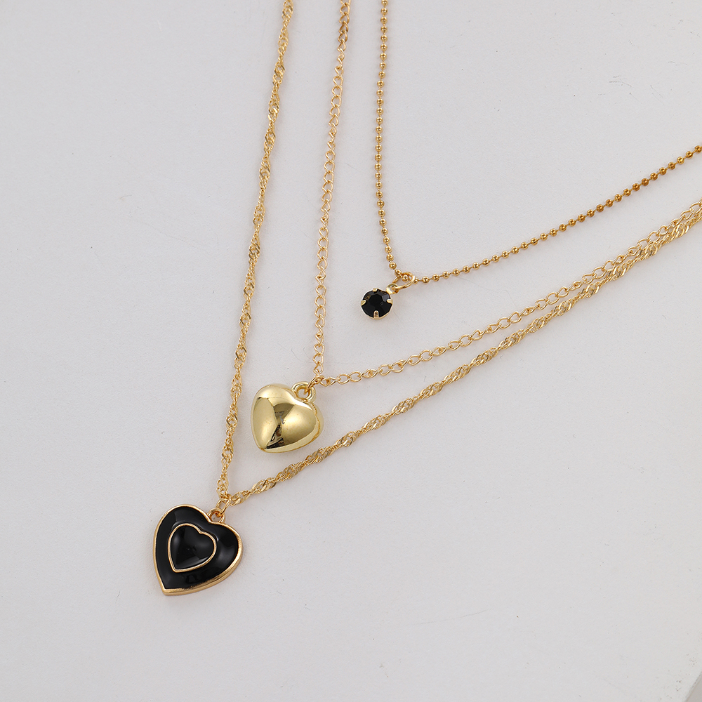 Ig Style Simple Style Heart Shape Alloy Enamel Plating Inlay Rhinestones Women's Pendant Necklace display picture 5